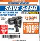 Harbor Freight ITC Coupon 1" PISTOL GRIP AIR IMPACT WRENCH Lot No. 62396/62355 Expired: 3/20/18 - $109.99