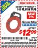 Harbor Freight ITC Coupon 100 FT. FISH TAPE Lot No. 3891 Expired: 4/30/16 - $12.99