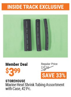 Harbor Freight ITC Coupon STOREHOUSE MARINE HEAT-SHRINK TUBING ASSORTMENT WITH CASE, 42-PIECE Lot No. 67598 Expired: 4/29/21 - $3.99