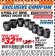 Harbor Freight ITC Coupon 8 PIECE 3/4" DRIVE IMPACT SOCKET SETS Lot No. 69509/67960/67965/69519 Expired: 10/31/17 - $32.99
