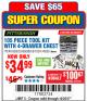Harbor Freight Coupon PITTSBURGH TOOL SET WITH 4-DRAWER CHEST, 105 PIECE Lot No. 4030 Expired: 12/25/17 - $34.99