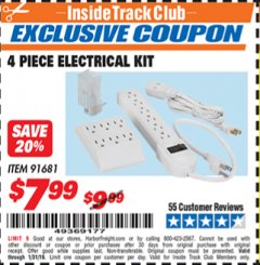 Harbor Freight ITC Coupon 4 PIECE ELECTRICAL KIT Lot No. 91681 Expired: 1/31/19 - $7.99