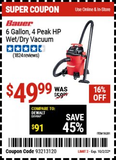Harbor Freight Coupon 16 percent off coupon expires: 10/2/22
