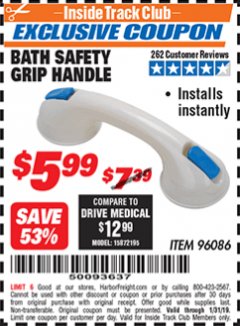 Harbor Freight ITC Coupon Safety Grip Handle Lot No. 96086 Expired: 1/31/19 - $5.99