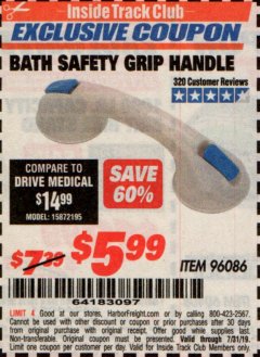 Harbor Freight ITC Coupon Safety Grip Handle Lot No. 96086 Expired: 7/31/19 - $5.99