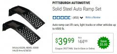 Harbor Freight Coupon 2 PIECE SOLID STEEL AUTO RAMP SET Lot No. 68365/63305/63250 Expired: 6/30/20 - $39.99