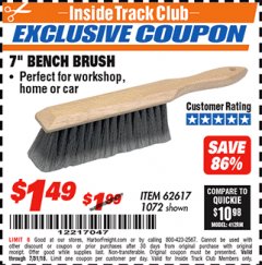 Harbor Freight ITC Coupon 7" Bench Brush Lot No. 62617 / 1072 Expired: 7/31/18 - $1.49