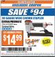 Harbor Freight ITC Coupon 20 Gauge Wide Crown Stapler Lot No. 61619/68029 Expired: 9/20/16 - $14.99