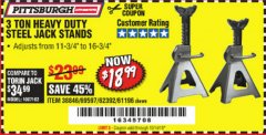 Harbor Freight Coupon 3 TON HEAVY DUTY STEEL JACK STANDS Lot No. 61196/62392/38846/69597 Expired: 10/14/19 - $18.99