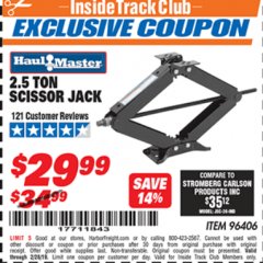 Harbor Freight ITC Coupon HAUL-MASTER 2.5 TON TRAILER/RV SCISSOR STABILIZER Lot No. 96406 Expired: 2/28/19 - $29.99