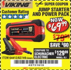 Harbor Freight Coupon LITHIUM ION JUMP STARTER AND POWER PACK Lot No. 62749/64412/56797/56798 Expired: 7/11/19 - $69.99