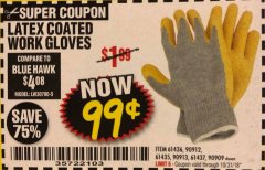 Harbor Freight Coupon HARDY LATEX COATED WORK GLOVES Lot No. 90909/61436/90912/61435/90913/61437 Expired: 10/31/18 - $0.99