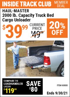 Harbor Freight ITC Coupon TRUCK BED CARGO UNLOADER Lot No. 60800 Expired: 9/30/21 - $39.99