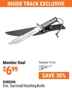 Harbor Freight Coupon GORDON 8 IN. SURVIVAL/HUNTING KNIFE Lot No. 61733/90714 Expired: 7/1/21 - $6.99