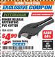 Harbor Freight ITC Coupon FINGER RELEASE RATCHETING PVC CUTTER Lot No. 62588 Expired: 12/31/17 - $4.99