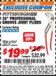 Harbor Freight ITC Coupon 20" PROFESSIONAL GROOVE JOINT PLIERS Lot No. 61967/60537 Expired: 7/31/17 - $19.99