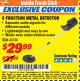 Harbor Freight ITC Coupon 6 FUNCTION METAL DETECTOR Lot No. 43150 Expired: 10/31/17 - $29.99
