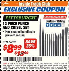 Harbor Freight ITC Coupon 12 PIECE PUNCH AND CHISEL SET Lot No. 56345/66337 Expired: 7/31/18 - $8.99