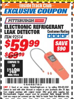 Harbor Freight ITC Coupon ELECTRIC REFRIGERANT LEAK DETECTOR Lot No. 92514 Expired: 5/31/18 - $59.99