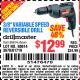 Harbor Freight Coupon 3/8" VARIABLE SPEED REVERSIBLE DRILL Lot No. 60614/3670/61719 Expired: 4/11/15 - $12.99