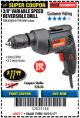 Harbor Freight Coupon 3/8" VARIABLE SPEED REVERSIBLE DRILL Lot No. 60614/3670/61719 Expired: 10/31/17 - $11.99