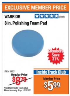 Harbor Freight ITC Coupon 8" FOAM PADS Lot No. 91530/61531/61529 Expired: 12/3/20 - $5.99