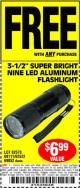 Harbor Freight FREE Coupon 3-1/2" SUPER BRIGHT ALUMINUM FLASHLIGHT Lot No. 69111/63599/62522/62573/63875/63884/63886/63888/69052 Expired: 9/10/15 - FWP