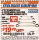 Harbor Freight Coupon 4 PIECE DOUBLE BOX END RATCHETING WRENCH SETS Lot No. 68959/68958 Expired: 7/31/17 - $19.99