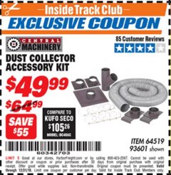 Harbor Freight ITC Coupon DUST COLLECTOR ACCESSORY KIT Lot No. 93601 Expired: 12/31/18 - $49.99
