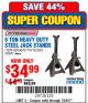 Harbor Freight Coupon 6 TON HEAVY DUTY STEEL JACK STANDS Lot No. 61197/38847/69596/62393 Expired: 7/24/17 - $34.99