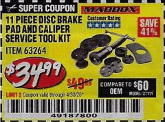 Harbor Freight Coupon 11 PIECE DISC BRAKE PAD AND CALIPER SERVICE TOOL KIT Lot No. 63264 Expired: 6/30/20 - $34.99