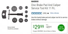 Harbor Freight Coupon MADDOX DISC BRAKE PAD AND CALIPER SERVICE TOOL KIT 11 PC. Lot No. 63264 Expired: 6/30/20 - $29.99