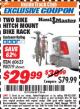 Harbor Freight ITC Coupon TWO BIKE HITCH MOUNT BIKE RACK Lot No. 60623/98019/64123/63924 Expired: 7/31/17 - $29.99