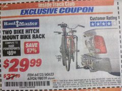 Harbor Freight ITC Coupon TWO BIKE HITCH MOUNT BIKE RACK Lot No. 60623/98019/64123/63924 Expired: 7/31/18 - $29.99