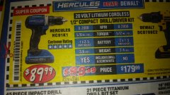 Harbor Freight Coupon HERCULES 20 VOLT LITHIUM CORDLESS 1/2" COMPACT DRILL/DRIVER KIT Lot No. 63381 Expired: 7/31/18 - $89.99