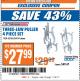 Harbor Freight ITC Coupon THREE-JAW PULLER 4 PIECE SET Lot No. 63760/69104 Expired: 7/18/17 - $27.99