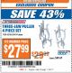 Harbor Freight ITC Coupon PITTSBURGH THREE-JAW PULLER SET, 4-PIECE Lot No. 63760 Expired: 7/18/17 - $27.99