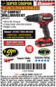 Harbor Freight Coupon BAUER 20 VOLT CORDLESS 1/2" COMPACT DRILL/DRIVER KIT Lot No. 63531 Expired: 10/31/17 - $59.99