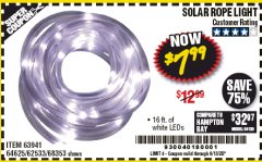Harbor Freight Coupon SOLAR ROPE LIGHT Lot No. 69297/56883 Expired: 6/30/20 - $7.99