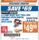 Harbor Freight ITC Coupon 6.5 AMP HEAVY DUTY VARIABLE SPEED ORBITAL JIG SAW WITH LASER Lot No. 69077/63123 Expired: 2/20/18 - $49.99