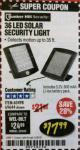Harbor Freight Coupon 36 LED SOLAR SECURITY LIGHT Lot No. 69644/60498/69890 Expired: 2/28/18 - $17.99