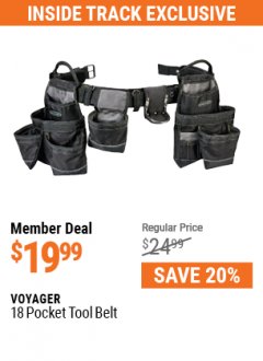 Harbor Freight ITC Coupon VOYAGER 18-POCKET TOOL BELT Lot No. 63294 Expired: 7/29/21 - $19.99