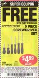 Harbor Freight FREE Coupon 6 PIECE SCREWDRIVER SET Lot No. 62570 Expired: 6/1/15 - FWP