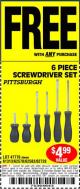 Harbor Freight FREE Coupon 6 PIECE SCREWDRIVER SET Lot No. 62570 Expired: 10/28/15 - FWP