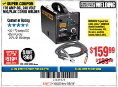 Harbor Freight Coupon 170 AMP MIG/FLUX WIRE FEED WELDER Lot No. 68885/61888 Expired: 7/8/18 - $159.99