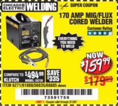 Harbor Freight Coupon 170 AMP MIG/FLUX WIRE FEED WELDER Lot No. 68885/61888 Expired: 2/1/20 - $159.99