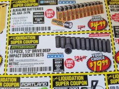 Harbor Freight Coupon 13 PIECE 1/2" DRIVE DEEP WALL IMPACT SOCKET SETS Lot No. 69560/67903/69280/69333/69561/67904/69279/69332 Expired: 4/30/19 - $19.99