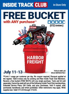 Harbor Freight FREE Coupon 5 GALLON BUCKET Lot No. 47523 Expired: 7/13/25 - FWP