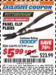 Harbor Freight ITC Coupon PANEL CLIP PLIERS Lot No. 63699/67399 Expired: 8/31/17 - $5.99