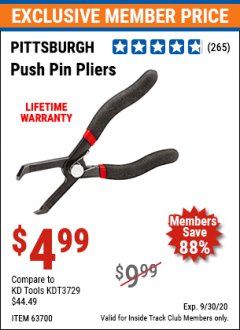 Harbor Freight ITC Coupon PANEL CLIP PLIERS Lot No. 63699/67399 Expired: 9/30/20 - $4.99